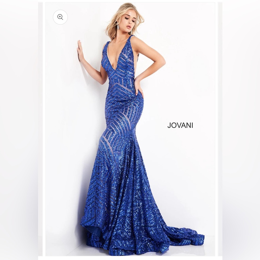 Jovani 59762 Blue Sequin Mermaid prom dress Size 6